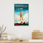 HONOLULU Hawaï TWA Trans World Airlines Pacific Poster (Keuken)