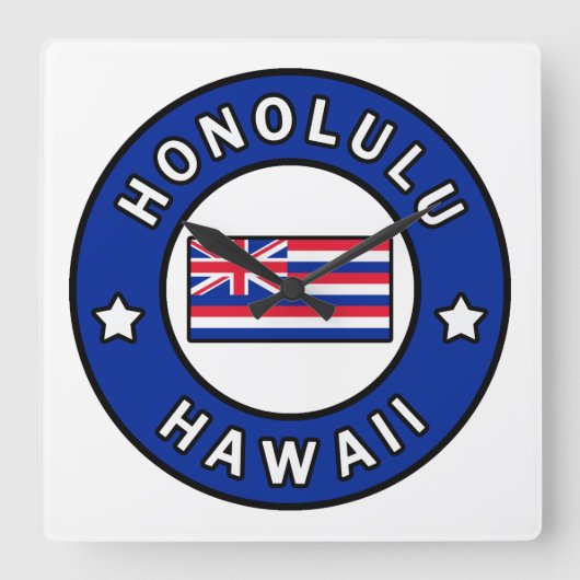 Honolulu Hawaï Vierkante Klok (Voorkant)