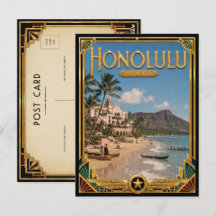 Honolulu Hawaï Vintage Art Deco Gouden Tijdperk