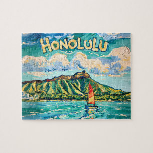 Honolulu Hawaï Vintage Reis Van Gogh Landschap Legpuzzel