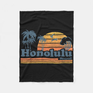 Honolulu Hawaï Vintage Strand Surfen 70s Retro Ha Fleece Deken