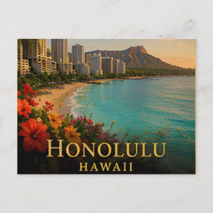 Honolulu Hawaï Waikiki-kust & Eilandcultuur 🗺️ Briefkaart