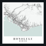 Honolulu Hawaii Blue Water Street Map Poster<br><div class="desc">Honolulu Hawaii Blue Water Street Map</div>