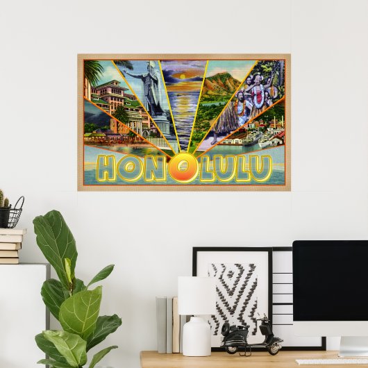 Honolulu Hawaii briefkaart Poster (Thuiskantoor)