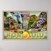 Honolulu Hawaii  briefkaart Poster (Voorkant)