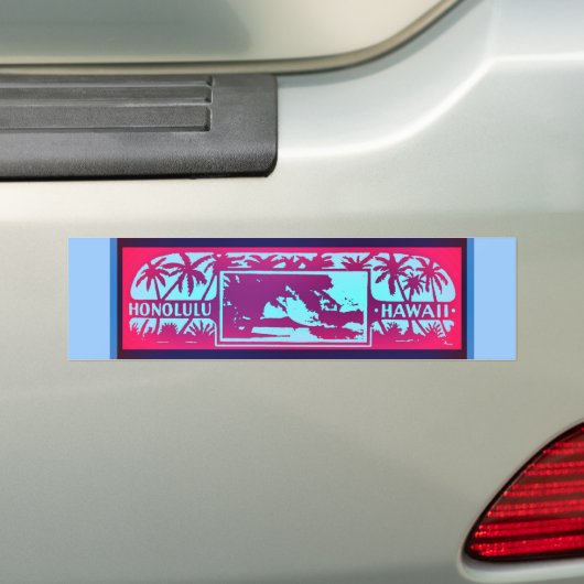 HONOLULU HAWAII BUMPERSTICKER (Op auto)