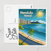 Honolulu Hawaii Coastal Uitzicht Vintage Save the  Briefkaart (Voorkant / Achterkant)