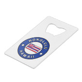 Honolulu Hawaii Creditkaart Flessenopener (Voorkant Gekanteld)