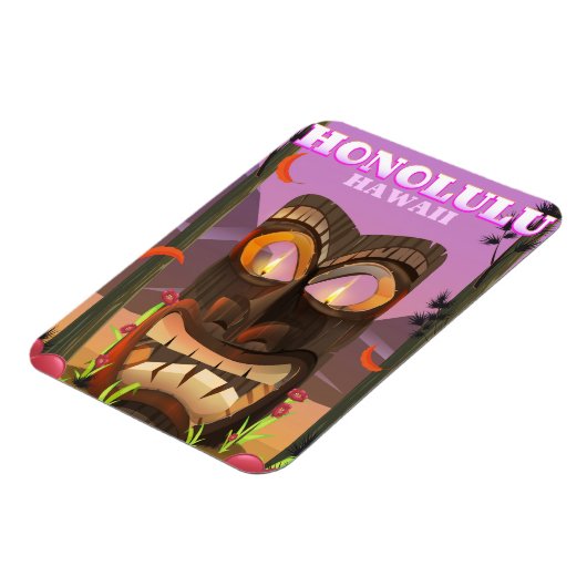 Honolulu Hawaii gezichtsmasker reisposter Magneet (Linkerzijde)