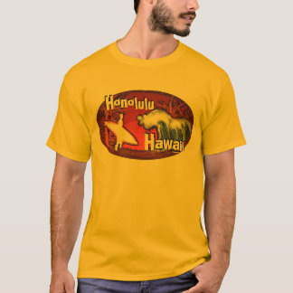 Honolulu Hawaii Gold Surfer golven kunst jongens t T-shirt