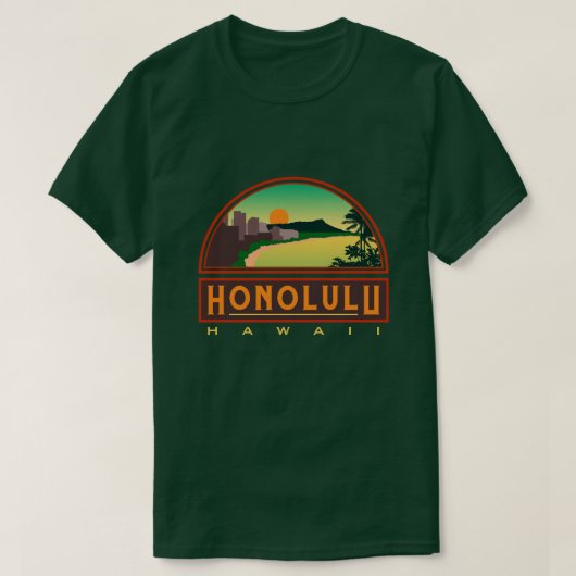 Honolulu Hawaii Green T-Shirt (Design voorkant)