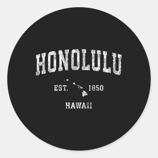Honolulu Hawaii Hi Atletische Sport Ronde Sticker (Voorkant)