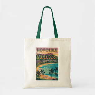 Honolulu Hawaii Illustratie Reis Kunst Vintage Tote Bag