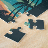 Honolulu Hawaii Illustration Travel Art Vintage Legpuzzel (Zijkant)