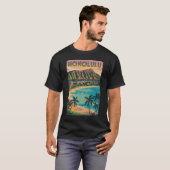 Honolulu Hawaii Illustration Travel Art Vintage T-shirt (Voorkant volledig)