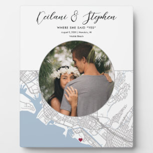 Honolulu Hawaii Kaart Bruiloft Verloving Foto Gift Fotoplaat