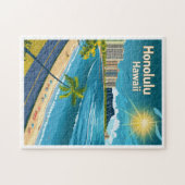 Honolulu Hawaii - Kustvaart Uitzicht Vintage reize Legpuzzel (Horizontaal)