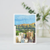 Honolulu Hawaii Mooie olieverf stadslandschap Briefkaart (Staand voorkant)