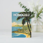 Honolulu Hawaii nostalgische reiskunst Briefkaart (Staand voorkant)