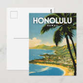 Honolulu Hawaii nostalgische reiskunst Briefkaart (Voorkant / Achterkant)