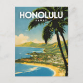 Honolulu Hawaii nostalgische reiskunst Briefkaart (Voorkant)