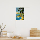 Honolulu Hawaii nostalgische reiskunst Poster (Keuken)