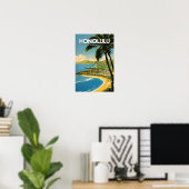 Honolulu Hawaii nostalgische reiskunst Poster (Thuiskantoor)