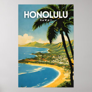 Honolulu Hawaii nostalgische reiskunst Poster