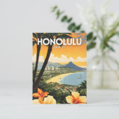 Honolulu Hawaii nostalgische reizen Briefkaart (Staand voorkant)