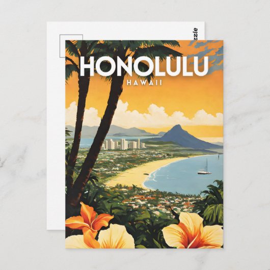 Honolulu Hawaii nostalgische reizen Briefkaart (Voorkant / Achterkant)