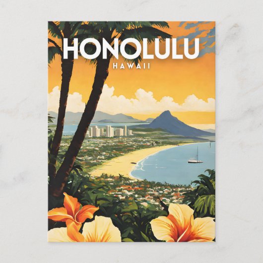 Honolulu Hawaii nostalgische reizen Briefkaart (Voorkant)