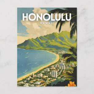 Honolulu Hawaii nostalgische vintage reiskunst Briefkaart