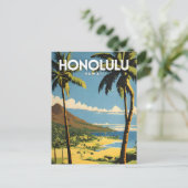 Honolulu Hawaii nostalgische vintage reizen Briefkaart (Staand voorkant)