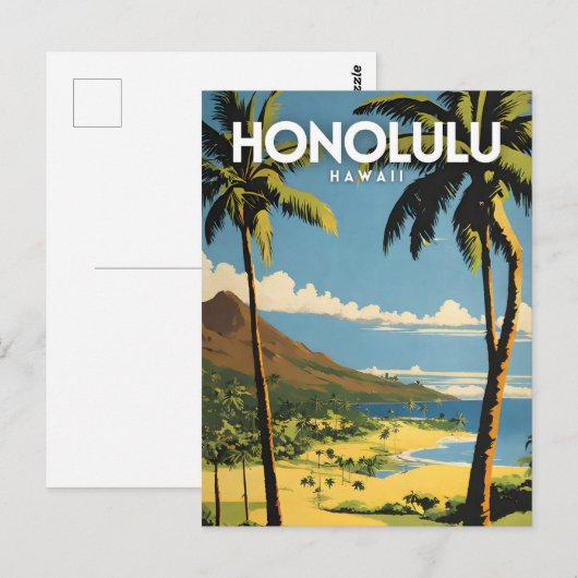 Honolulu Hawaii nostalgische vintage reizen Briefkaart (Voorkant / Achterkant)