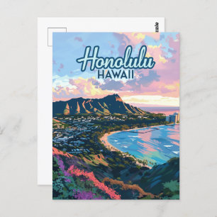 Honolulu Hawaii Oahu Waikiki Beach Diamondhead Briefkaart