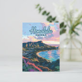 Honolulu Hawaii Oahu Waikiki Beach Diamondhead Briefkaart (Staand voorkant)