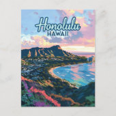 Honolulu Hawaii Oahu Waikiki Beach Diamondhead Briefkaart (Voorkant)