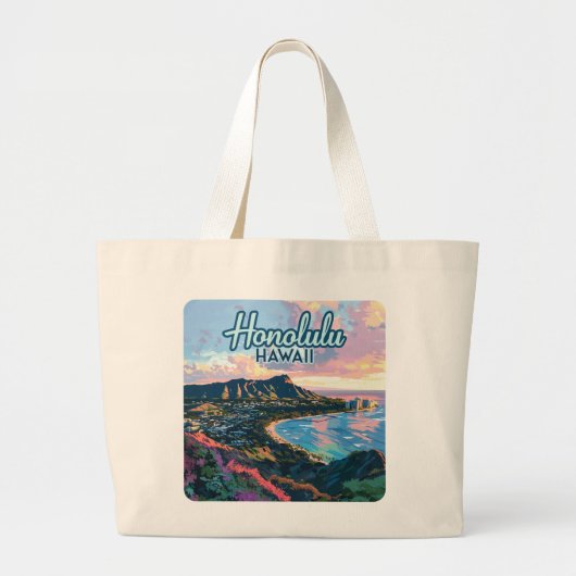 Honolulu Hawaii Oahu Waikiki Beach Diamondhead Grote Tote Bag (Voorkant)