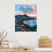 Honolulu Hawaii Oahu Waikiki Beach Diamondhead Poster (Keuken)