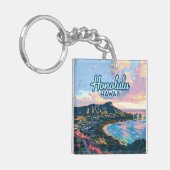 Honolulu Hawaii Oahu Waikiki Beach Diamondhead Sleutelhanger (Voorkant Links)