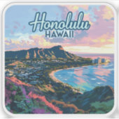Honolulu Hawaii Oahu Waikiki Beach Diamondhead Sticker (Voorkant)