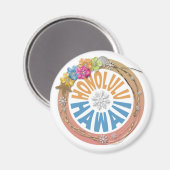 Honolulu Hawaii pastel flower magnet (Voorkant / Achterkant)