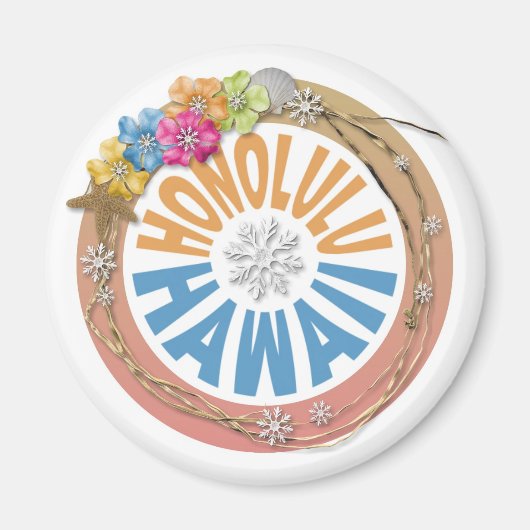 Honolulu Hawaii pastel flower magnet (Voorkant)