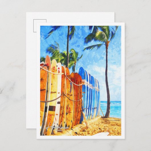 Honolulu Hawaii Prachtig Waterverf landschap Briefkaart (Voorkant / Achterkant)