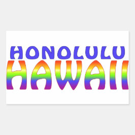 Honolulu Hawaii regenboog woorden rechthoek sticke Rechthoekige Sticker