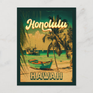 Honolulu Hawaii Retro Palmbomen 60s Briefkaart