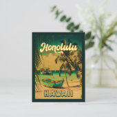 Honolulu Hawaii  Retro Palmbomen 60s Briefkaart (Staand voorkant)