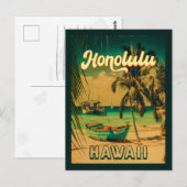 Honolulu Hawaii  Retro Palmbomen 60s Briefkaart (Voorkant / Achterkant)