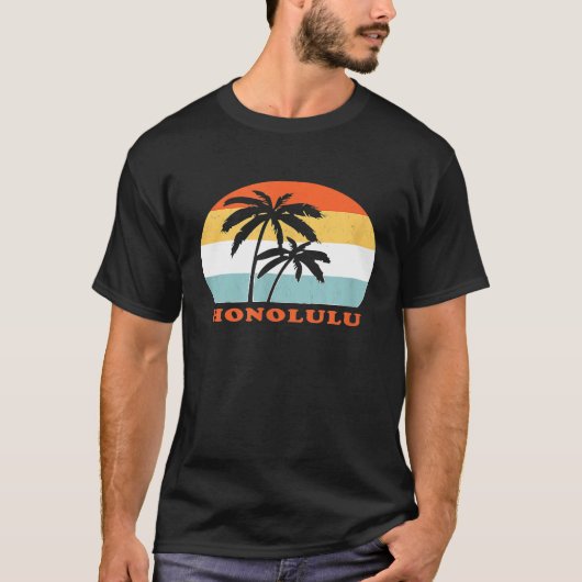 Honolulu Hawaii  Retro Sun Surf Throwback G T-shirt (Voorkant)