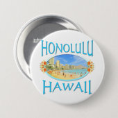 Honolulu Hawaii Ronde Button 7,6 Cm (Voorkant /achterkant)